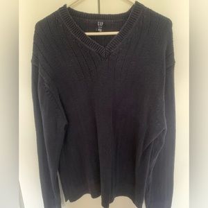 Black Gap cotton v neck cable knit sweater size XL